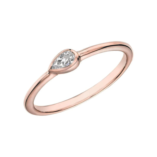 Roségold Birne Solitaire alter Bergmann Echt Diamant Ring Lünette Set 1 Karat