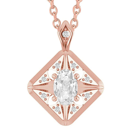 Roségold Echt Diamant Anhänger Oval Old Cut 3.50 Karat Schmuck