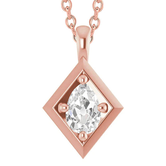 Roségold Echt Diamant Anhänger Oval Old Mine Cut 2 Karat Schmuck 14K