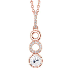 Roségold-Echt-Diamant-Anhänger, rund, Lünette im Altschliff, 2 Karat, 14K