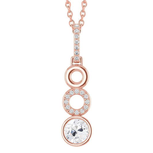 Roségold-Echt-Diamant-Anhänger, rund, Lünette im Altschliff, 2 Karat, 14K