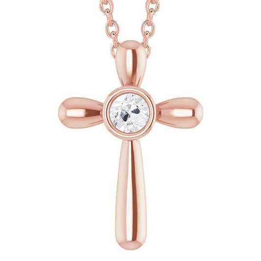 Roségold Runder Dia-Kreuz-Echt Diamant-Anhänger 1 Karat Alter Bergmann-Schmuck