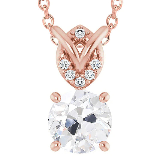 Roségold Schmuck Echt Diamant Anhänger Rund Old Mine Cut 5 Karat