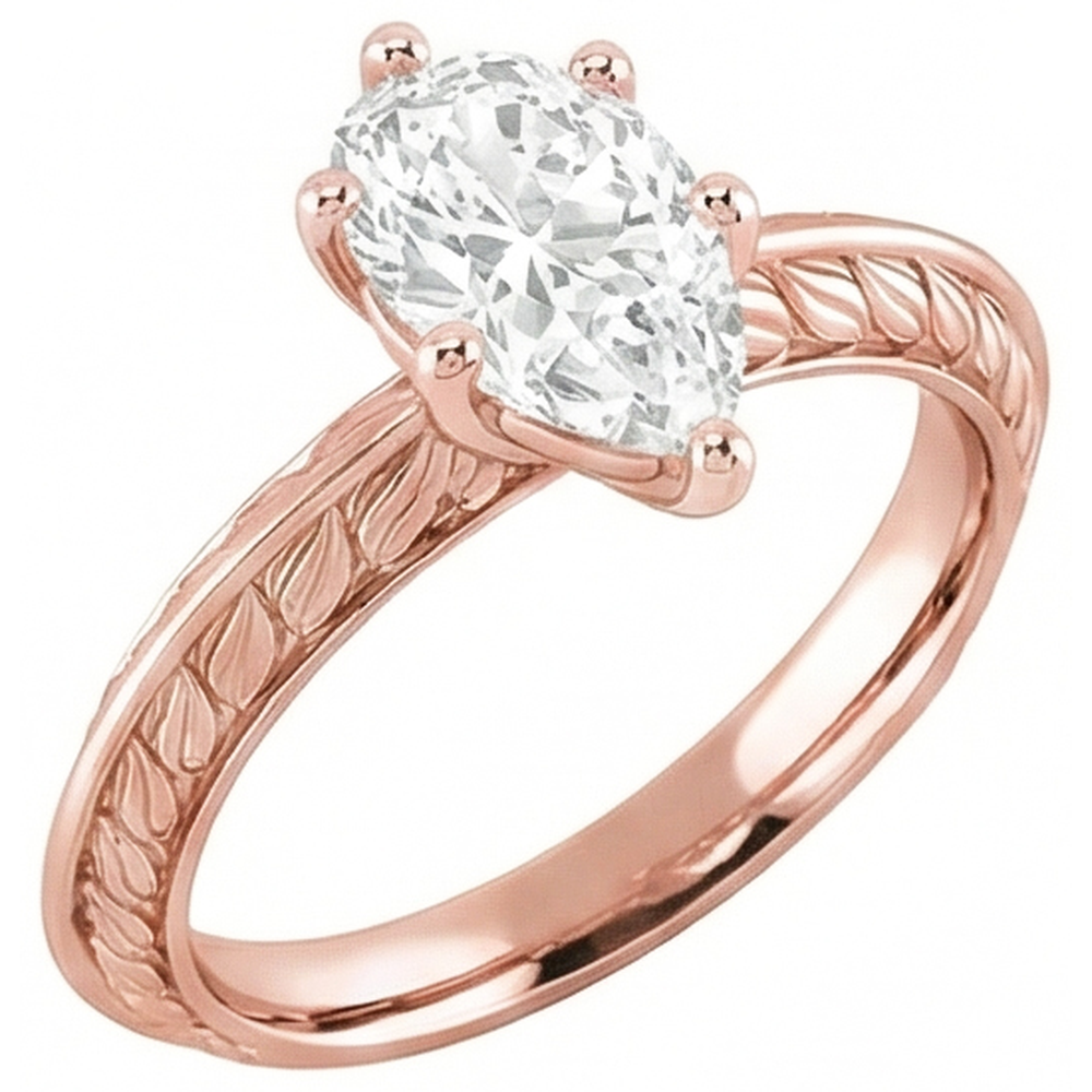 Roségold Solitär Ring Birne alter Bergmann Echt Aus der Erde Abgebauter Natürlicher Diamant 3,50 Karat Schmuck