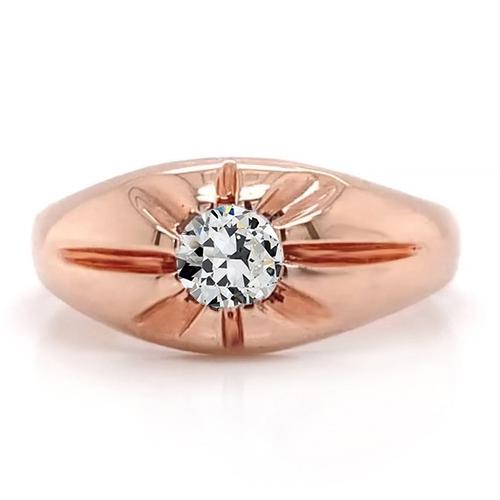 Roségold Solitär Runder Echt Diamantring im alten Minenschliff 1 Karat Schmuck