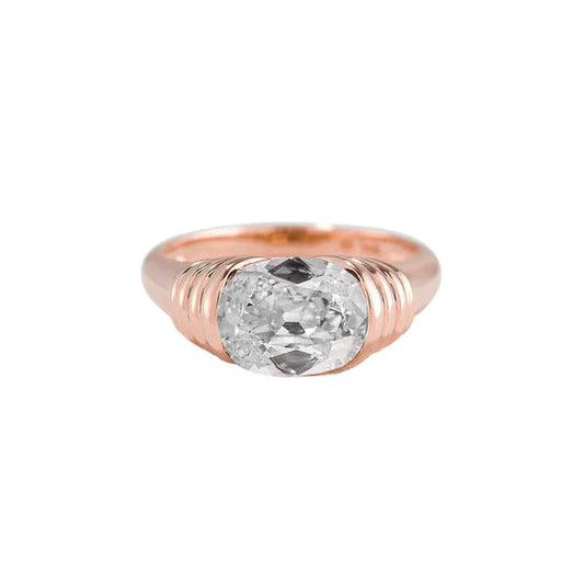 Roségold Solitärring Kissen Old Mine Cut Echt Diamant 2,25 Karat