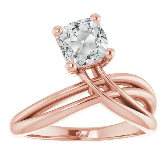 Roségold Solitärring Old Cut Kissen Echt Diamant Split Shank 5 Karat