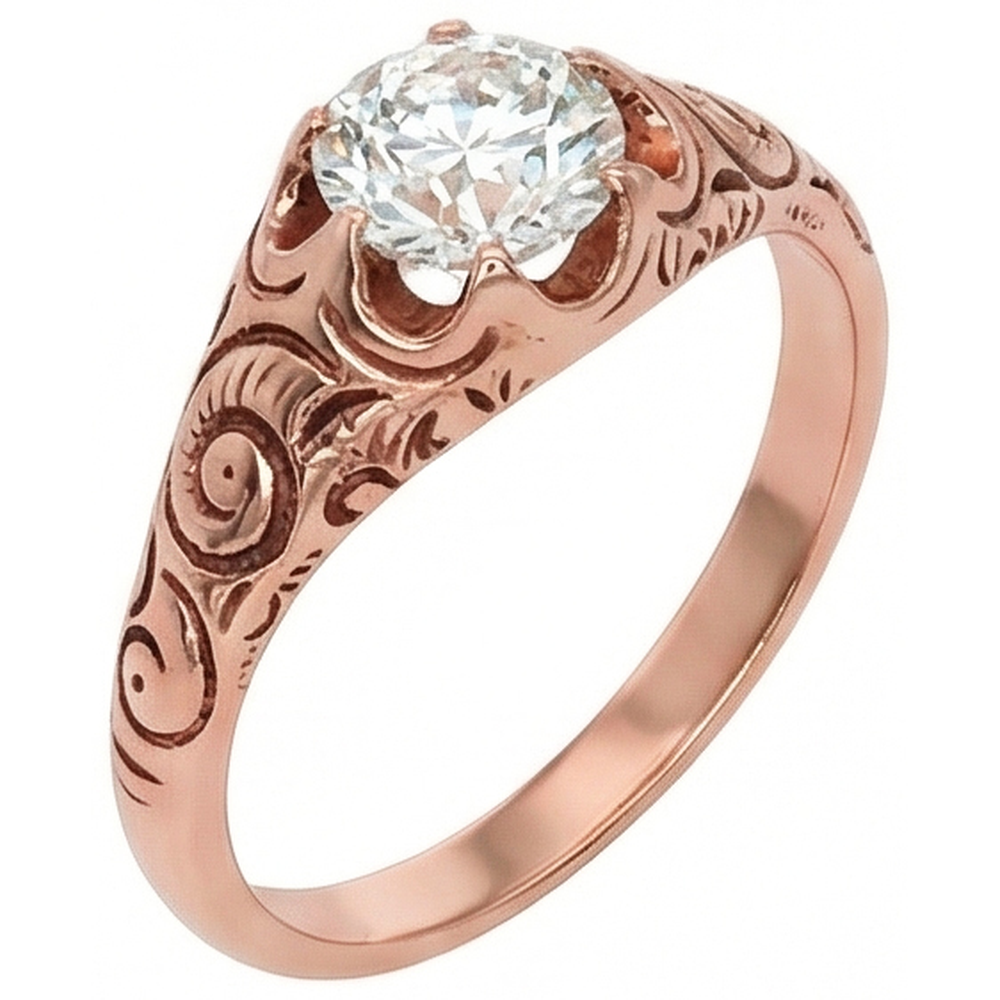 echter round diamant 1Karat ring Seitenansicht