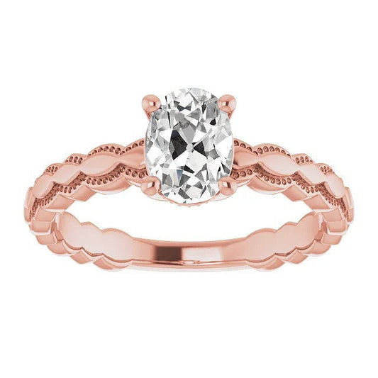 Roségold Solitärring Oval Old Mine Cut Echt Diamant 3.25 Karat