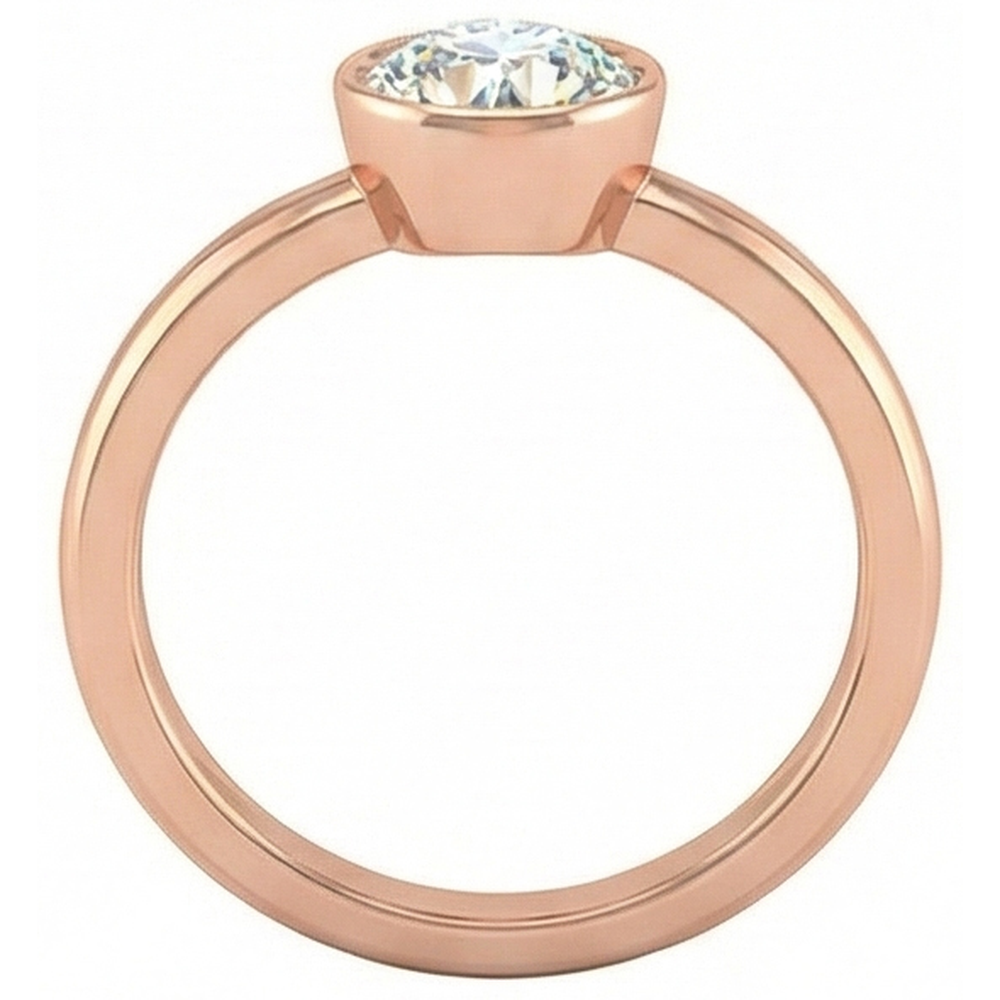Roségold Solitärring Runder Altschliff Echt Natürlicher Diamant ( nicht im Labor gezüchtet ) Lünette Set 1.50 Karat