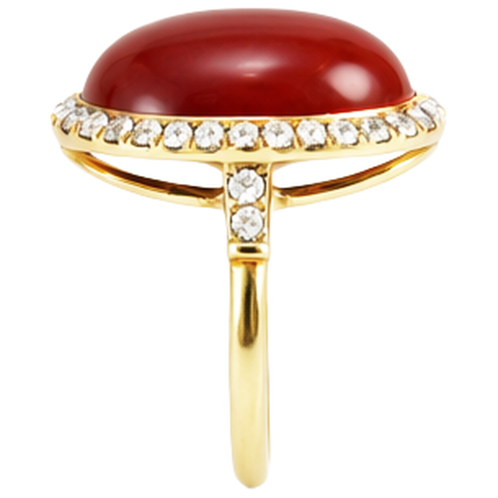 echter oval diamant 14Karat ring Profilansicht