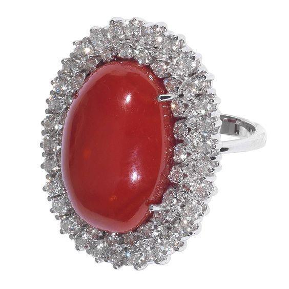 Roter Korallen-Halo-Cocktail-Ring