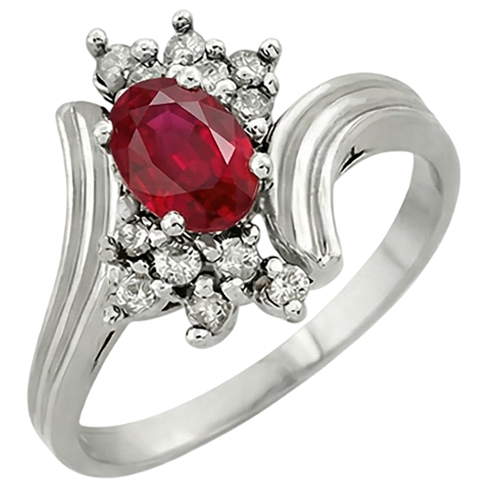 Roter Ovaler Rubin-Aus der Erde Abgebauter Natürlicher Diamant-Jubiläumsring Weißgold 14K 1.50 Ct
