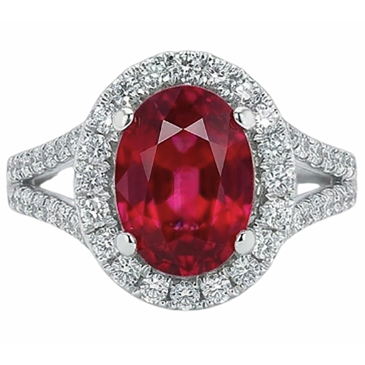 echter oval rubin 6.75Karat ring Vorderansicht