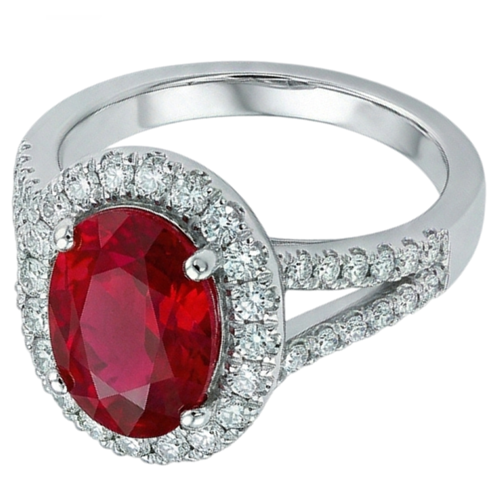 echter oval rubin 6.75Karat ring Seitenansicht