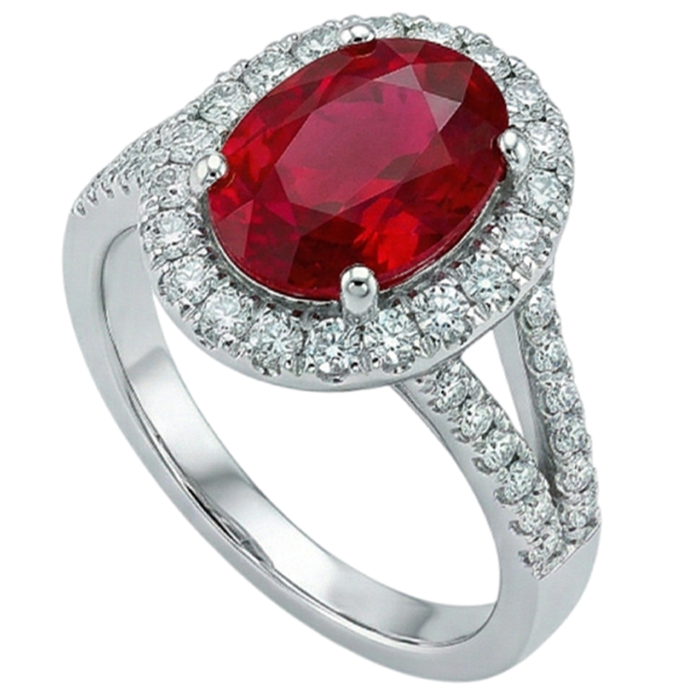 echter oval rubin 6.75Karat ring Draufsicht