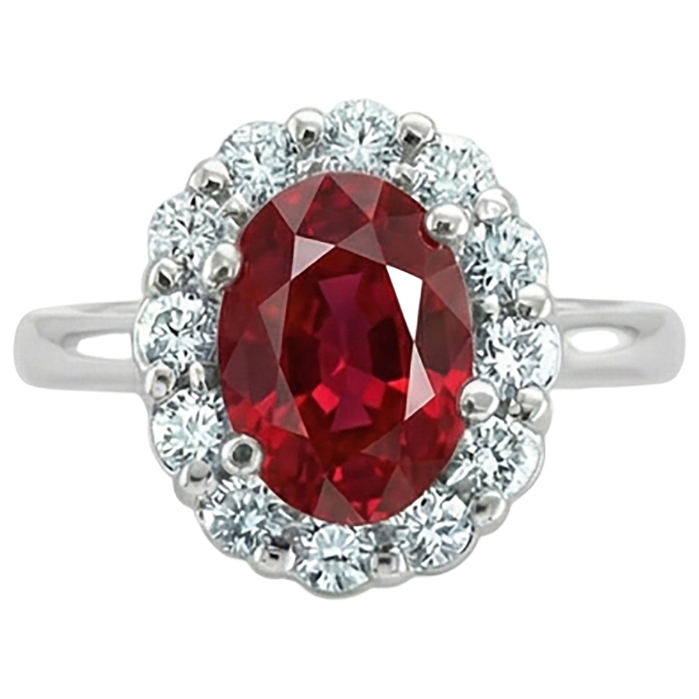 echter oval rubin 5Karat ring Vorderansicht
