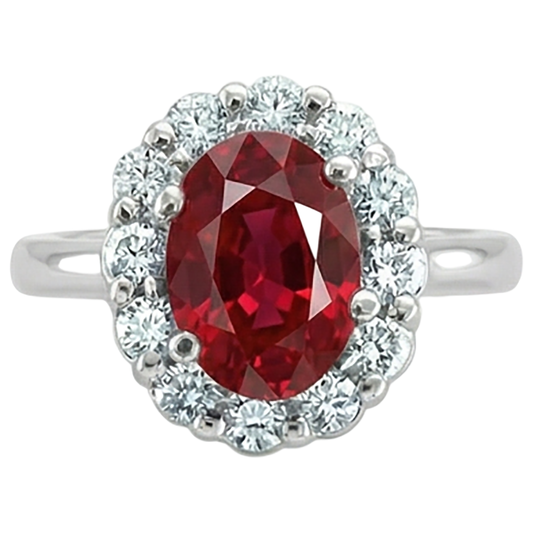 echter oval rubin 5Karat ring Vorderansicht