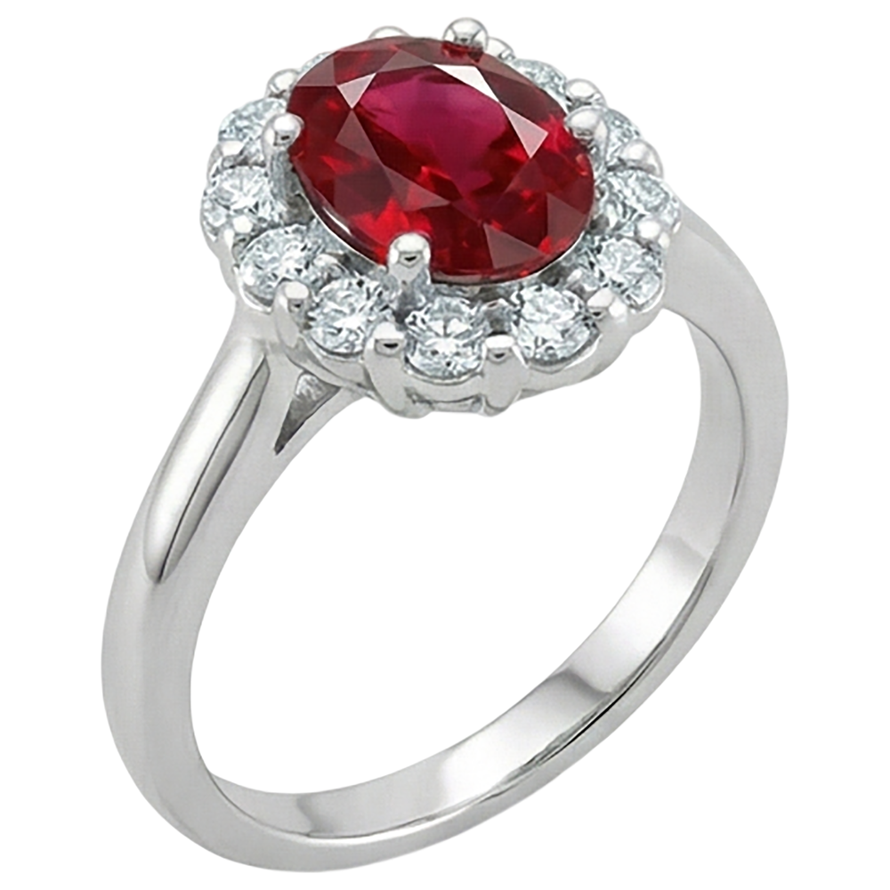 echter oval rubin 5Karat ring Draufsicht