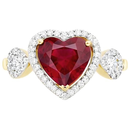 Roter Rubin-Aus der Erde Abgebauter Natürlicher Diamant-Ring mit Herzschliff 6,65 ct Schmuck Zweifarbiggold