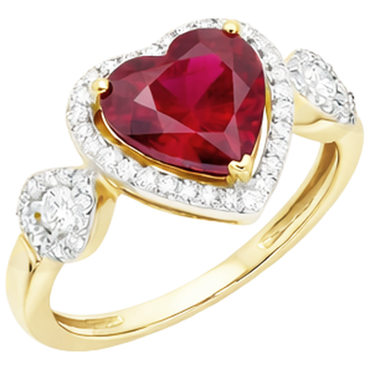 Roter Rubin-Aus der Erde Abgebauter Natürlicher Diamant-Ring mit Herzschliff 6,65 ct Schmuck Zweifarbiggold