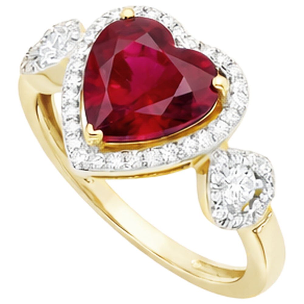 Roter Rubin-Aus der Erde Abgebauter Natürlicher Diamant-Ring mit Herzschliff 6,65 ct Schmuck Zweifarbiggold