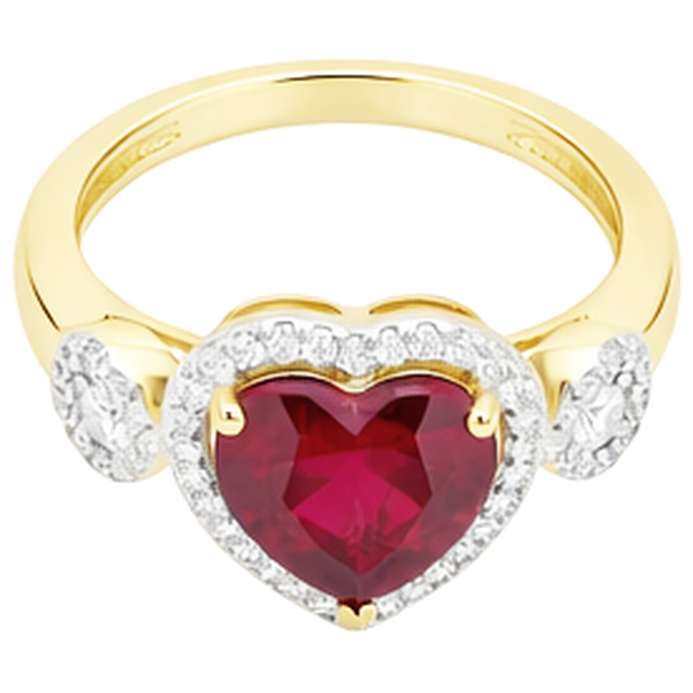 Roter Rubin-Aus der Erde Abgebauter Natürlicher Diamant-Ring mit Herzschliff 6,65 ct Schmuck Zweifarbiggold