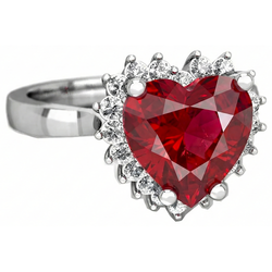Roter Rubin-Aus der Erde Abgebauter Natürlicher Diamant-Ring mit Herzschliff 7.50 Karat Schmuck 14K Weißgold
