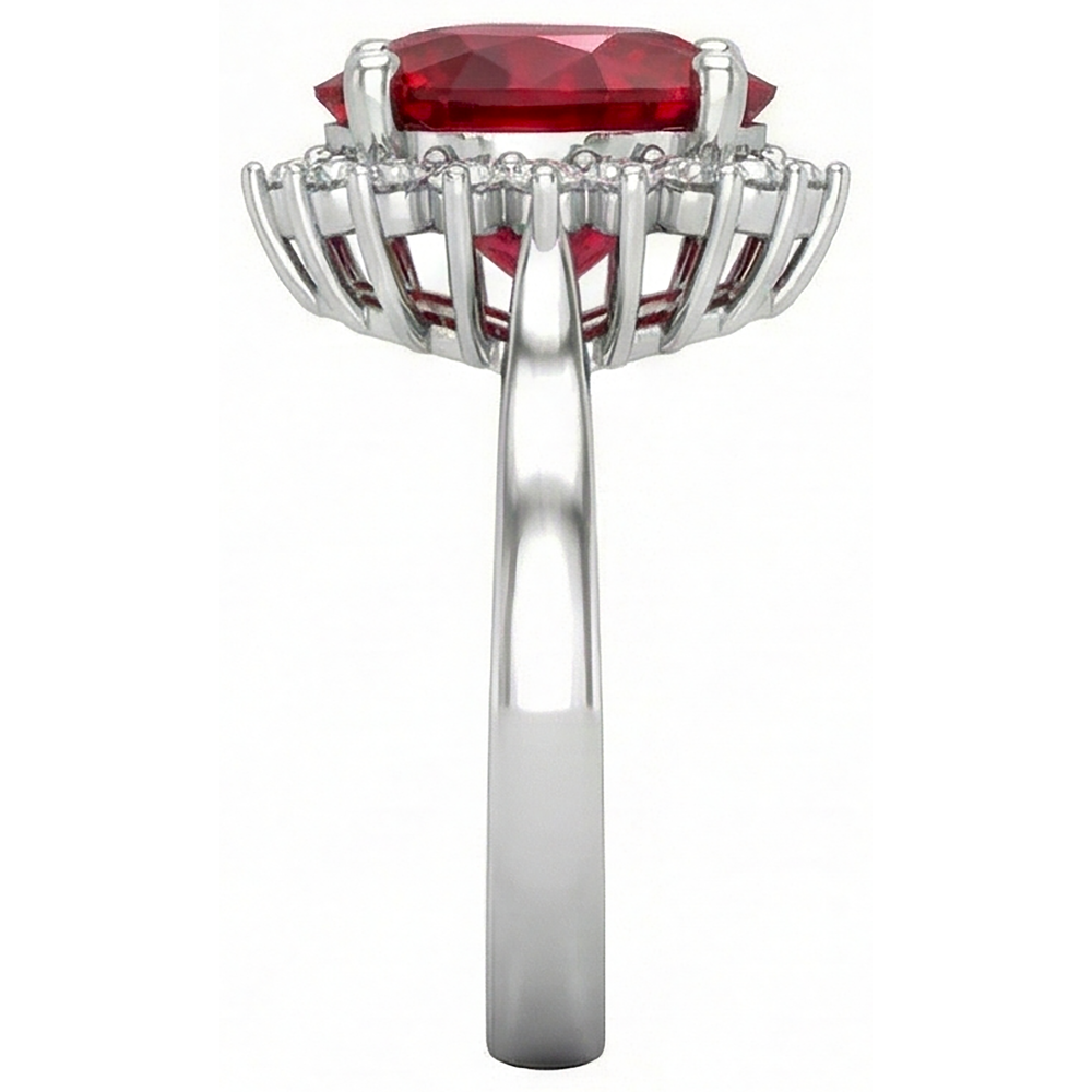 Roter Rubin-Aus der Erde Abgebauter Natürlicher Diamant-Ring mit Herzschliff 7.50 Karat Schmuck 14K Weißgold
