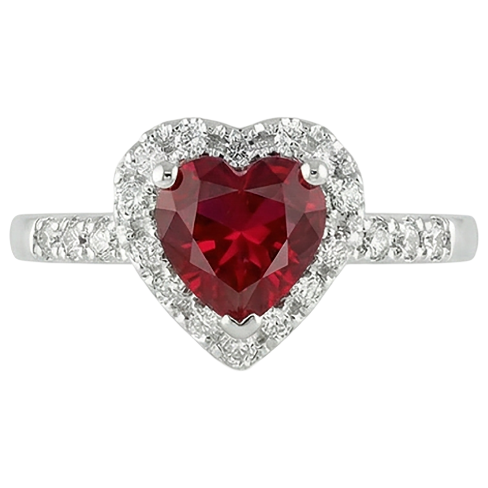 Roter Rubin Edelstein mit Aus der Erde Abgebauter Natürlicher Diamantring Weißgold Schmuck 3,20 Karat