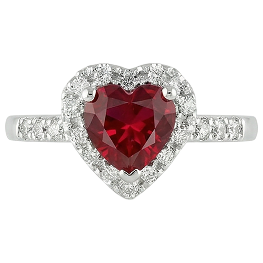 Roter Rubin Edelstein mit Aus der Erde Abgebauter Natürlicher Diamantring Weißgold Schmuck 3,20 Karat