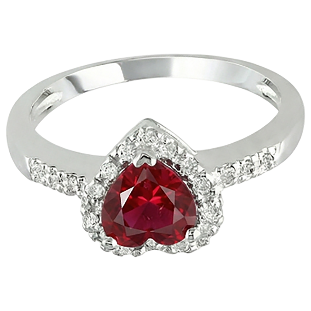 Roter Rubin Edelstein mit Aus der Erde Abgebauter Natürlicher Diamantring Weißgold Schmuck 3,20 Karat