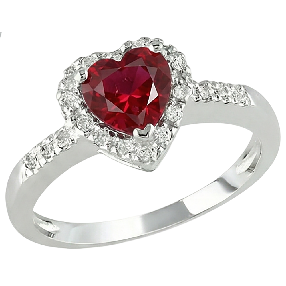 Roter Rubin Edelstein mit Aus der Erde Abgebauter Natürlicher Diamantring Weißgold Schmuck 3,20 Karat