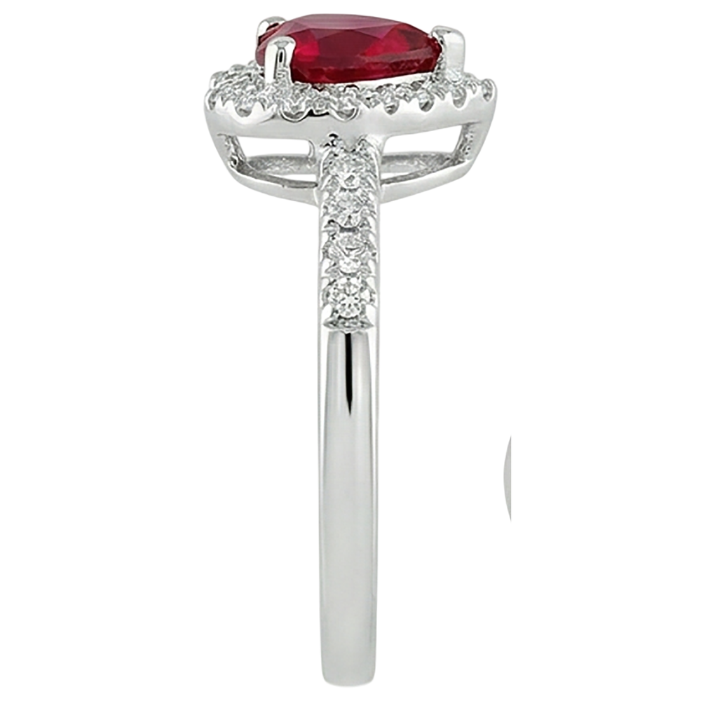 Roter Rubin Edelstein mit Aus der Erde Abgebauter Natürlicher Diamantring Weißgold Schmuck 3,20 Karat