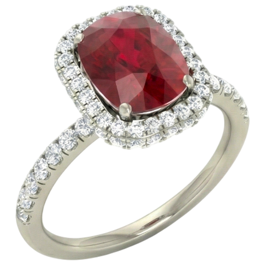 Roter Rubin im Kissenschliff mit Aus der Erde Abgebauter Natürlicher Diamantring 10.75 Karat Schmuck Weißgold
