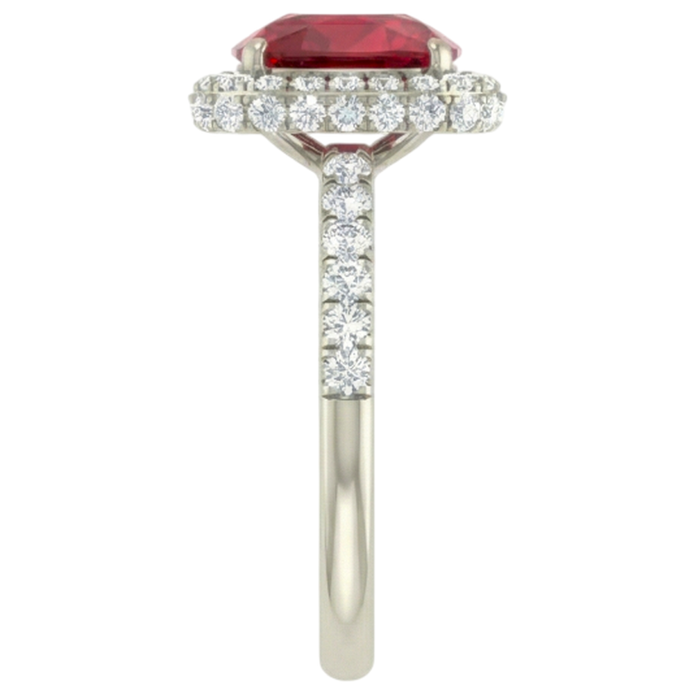 Roter Rubin im Kissenschliff mit Aus der Erde Abgebauter Natürlicher Diamantring 10.75 Karat Schmuck Weißgold