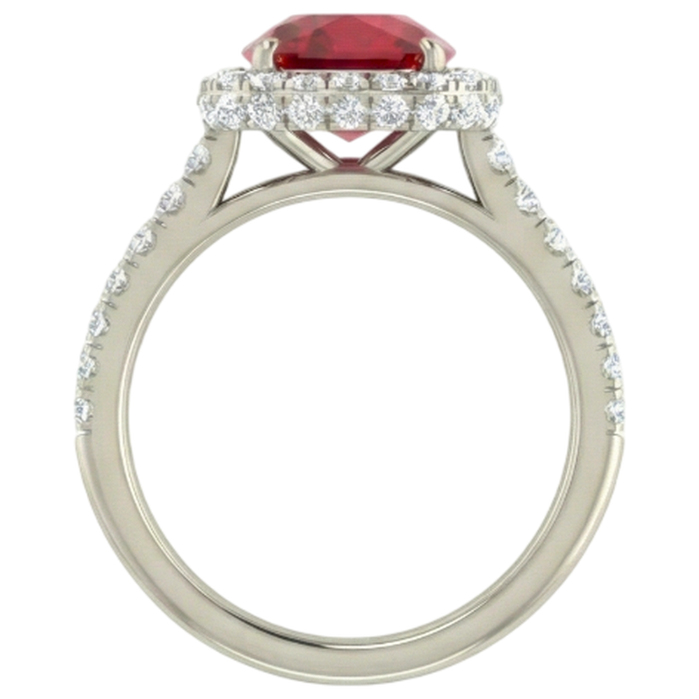 Roter Rubin im Kissenschliff mit Aus der Erde Abgebauter Natürlicher Diamantring 10.75 Karat Schmuck Weißgold
