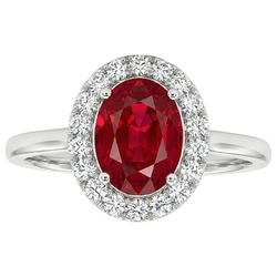 Roter Rubin mit Aus der Erde Abgebauter Natürlicher Diamanten 3.75 ct Ring 14K Gold Weiß Neu