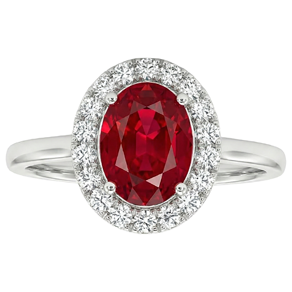 Roter Rubin mit Aus der Erde Abgebauter Natürlicher Diamanten 3.75 ct Ring 14K Gold Weiß Neu