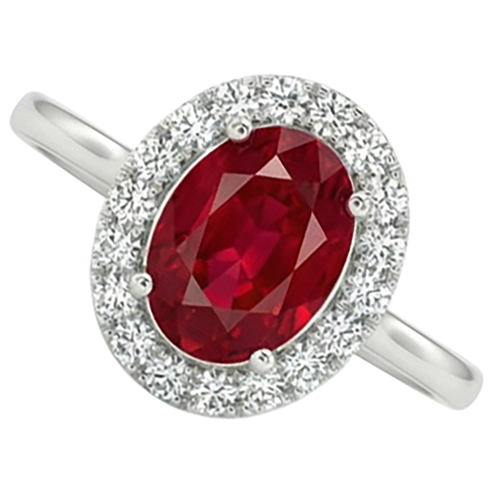 Roter Rubin mit Aus der Erde Abgebauter Natürlicher Diamanten 3.75 ct Ring 14K Gold Weiß Neu