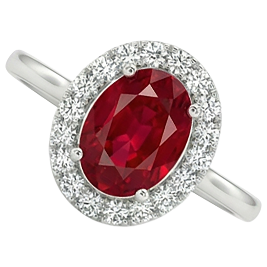 Roter Rubin mit Aus der Erde Abgebauter Natürlicher Diamanten 3.75 ct Ring 14K Gold Weiß Neu