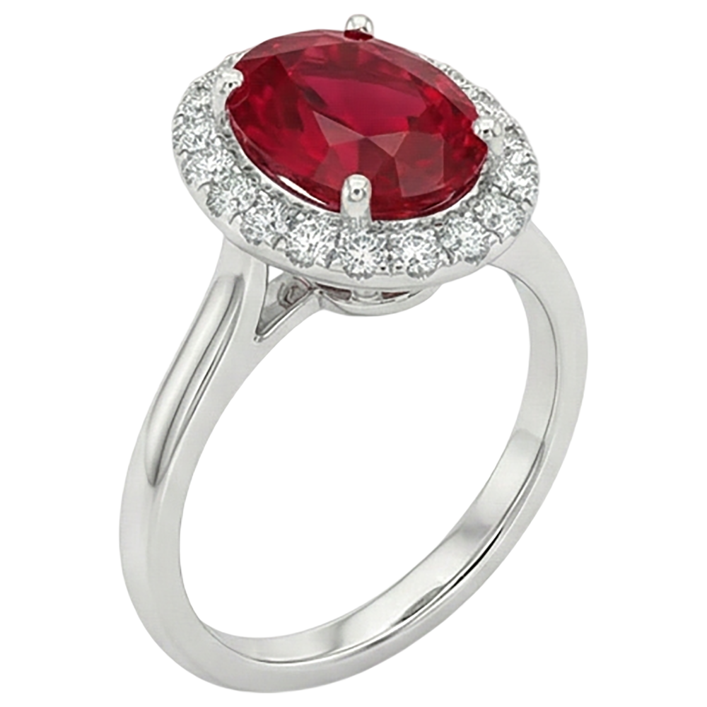 Roter Rubin mit Aus der Erde Abgebauter Natürlicher Diamanten 3.75 ct Ring 14K Gold Weiß Neu