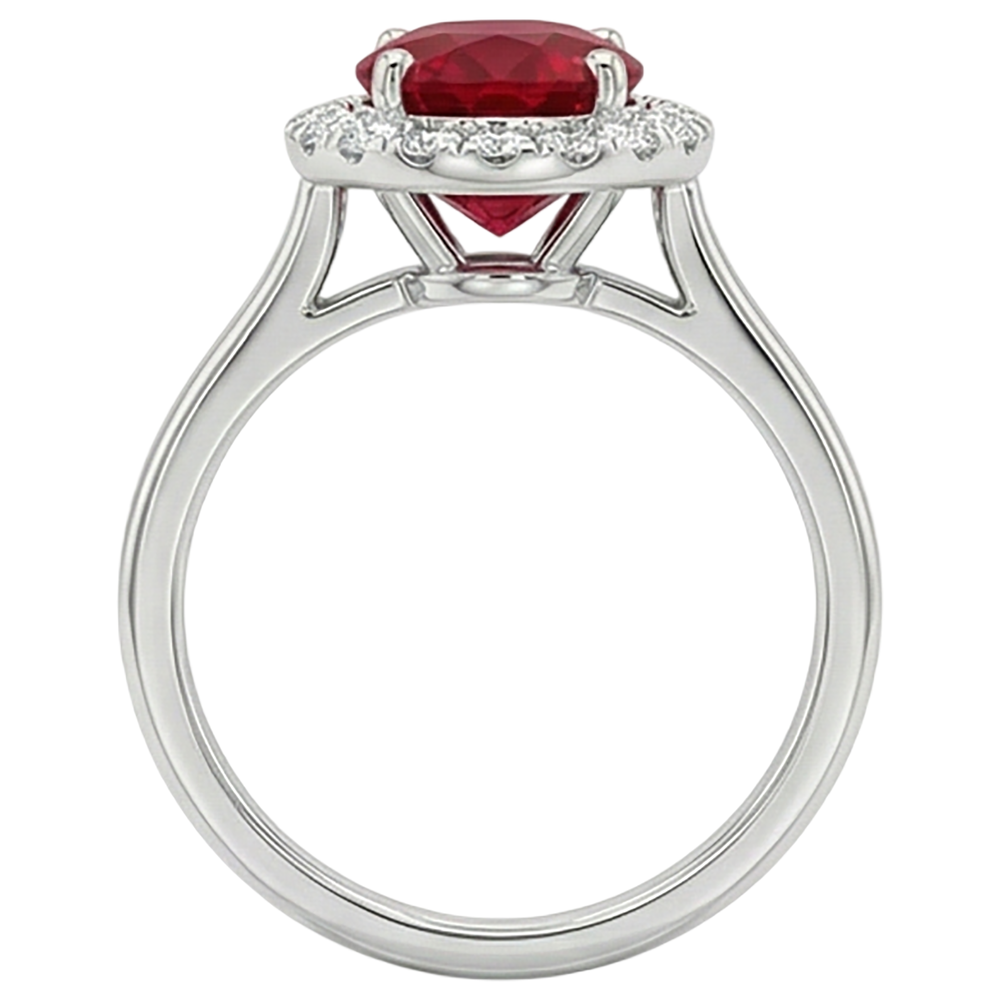 Roter Rubin mit Aus der Erde Abgebauter Natürlicher Diamanten 3.75 ct Ring 14K Gold Weiß Neu