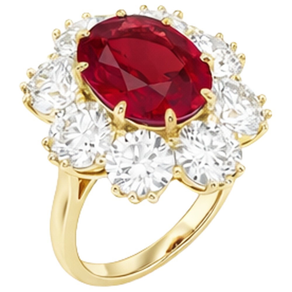 Roter Rubin mit Aus der Erde Abgebauter Natürlicher Diamanten 3 Karat Verlobungsring 14K Gelbgold