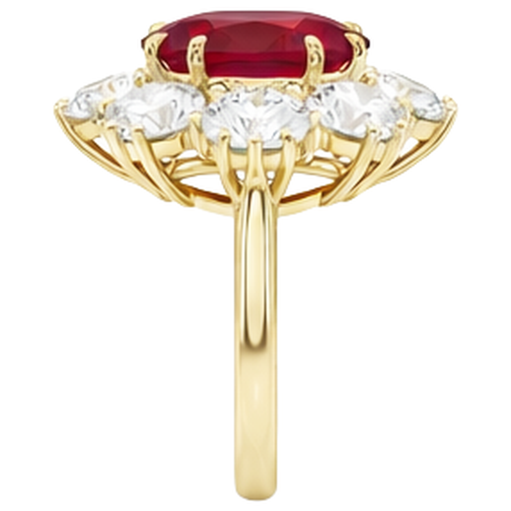 Roter Rubin mit Aus der Erde Abgebauter Natürlicher Diamanten 3 Karat Verlobungsring 14K Gelbgold