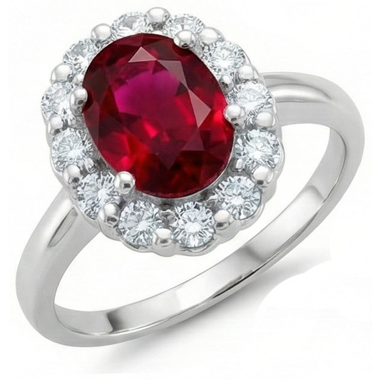 echter oval rubin 4.25Karat ring Seitenansicht