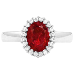 Roter Rubin mit Aus der Erde Abgebauter Natürlicher Diamanten 5,75 Karat Ring Weißgold 14K