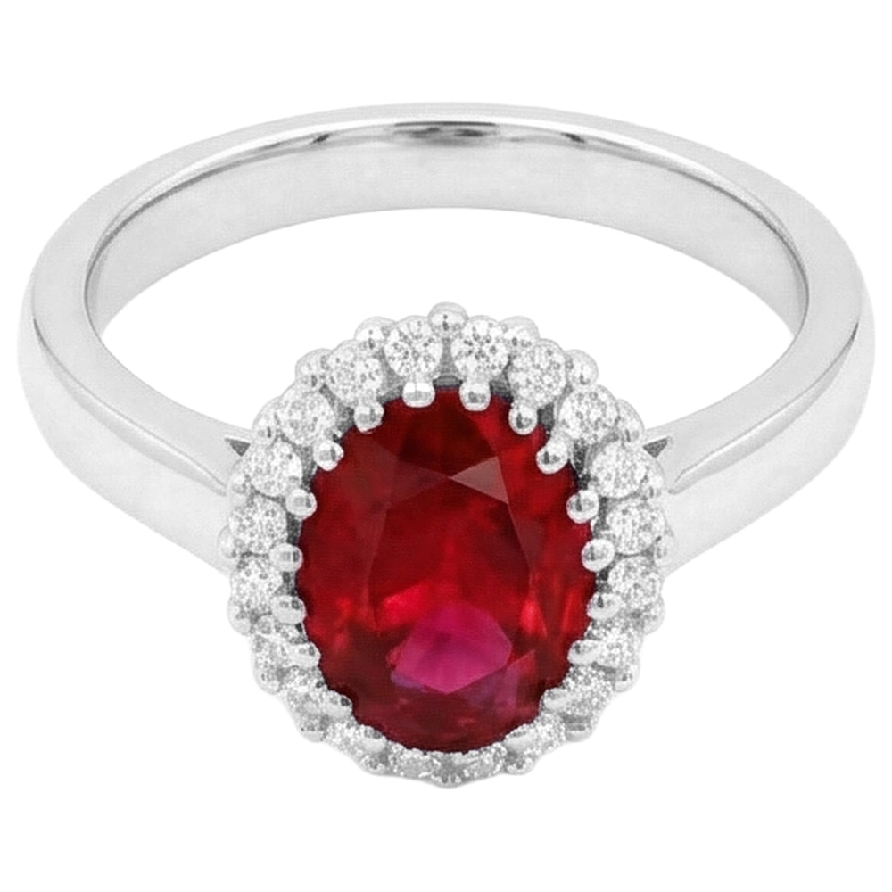 Roter Rubin mit Aus der Erde Abgebauter Natürlicher Diamanten 5,75 Karat Ring Weißgold 14K