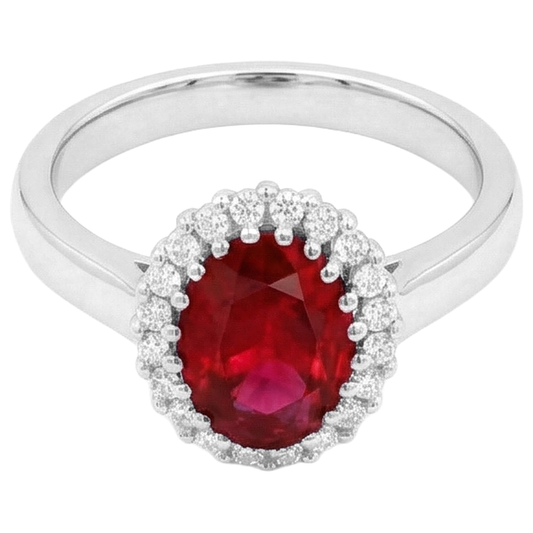 Roter Rubin mit Aus der Erde Abgebauter Natürlicher Diamanten 5,75 Karat Ring Weißgold 14K
