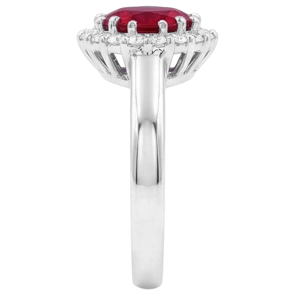 Roter Rubin mit Aus der Erde Abgebauter Natürlicher Diamanten 5,75 Karat Ring Weißgold 14K